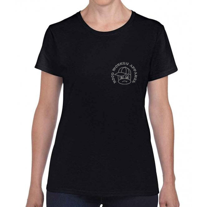 Women's Black Hood Monkey Apparel t-shirt (round logo)